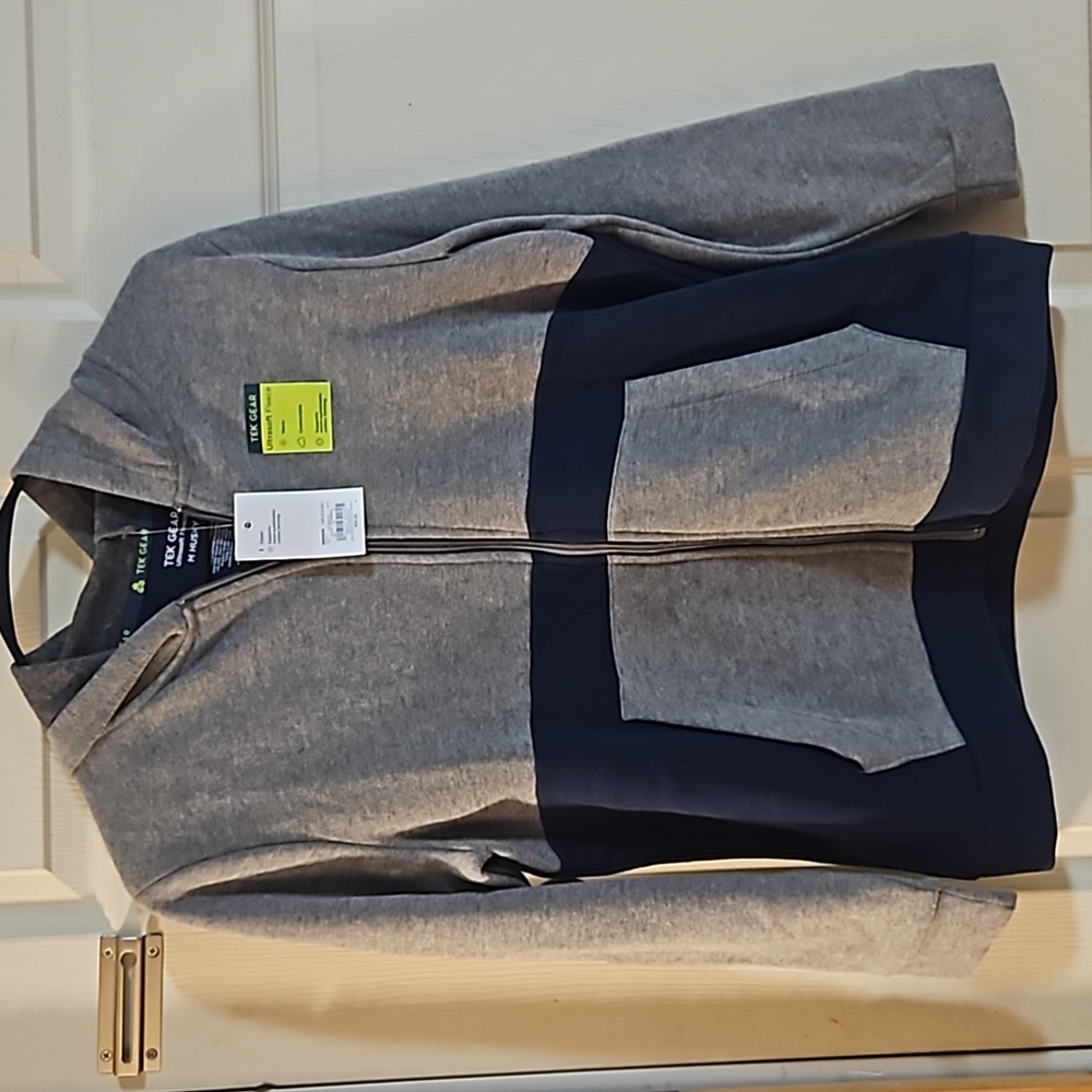 TEK GEAR ULTRASOFT FLEECE FULL ZIP HOODIE: BLUE/GRAY: NEW WITH TAGS: M HUSKY